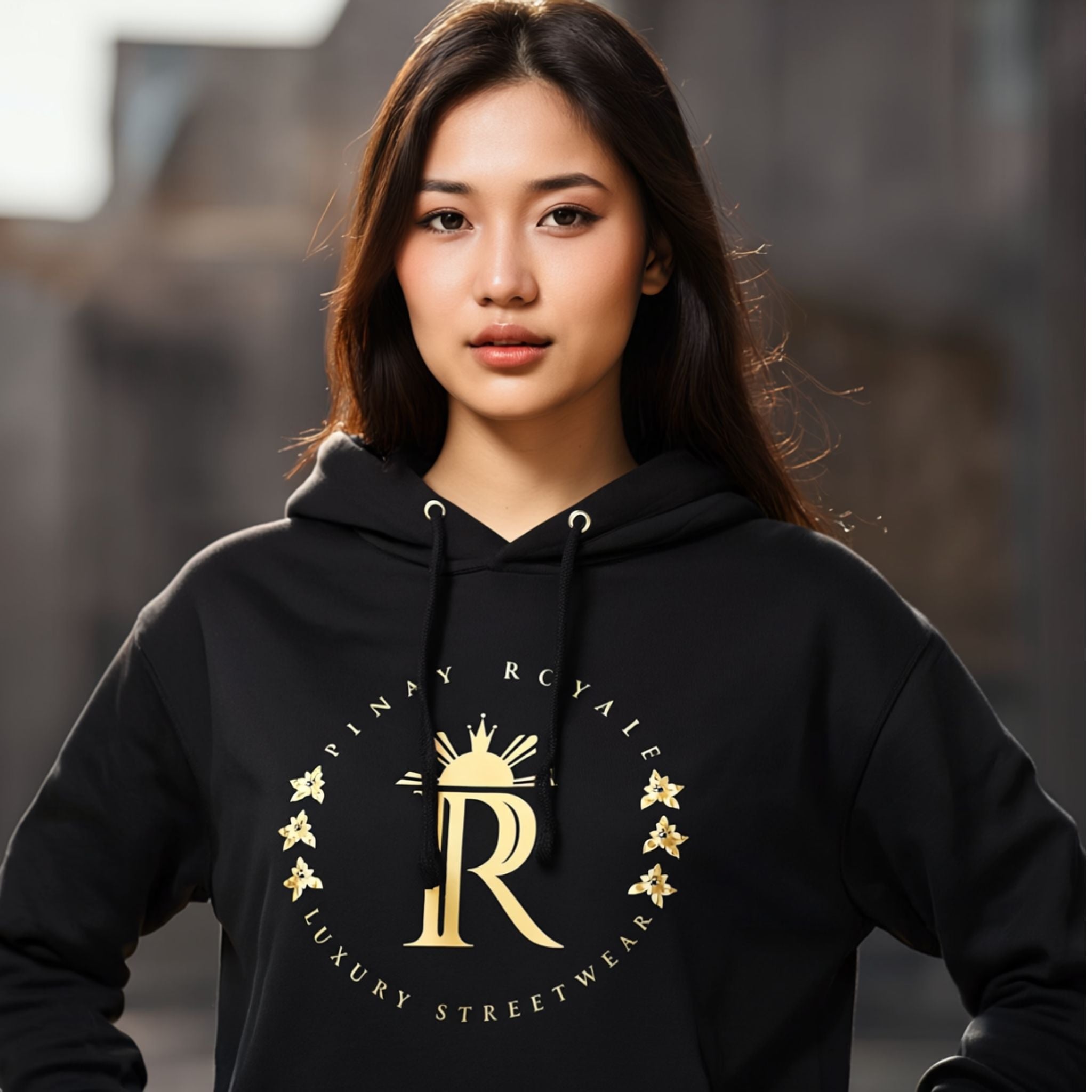 Filipino American History Month hoodie – Pinay Royale black hoodie with gold logo
