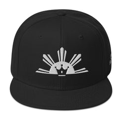 Pinoy snapback hat with grey visor and Filipino pride design