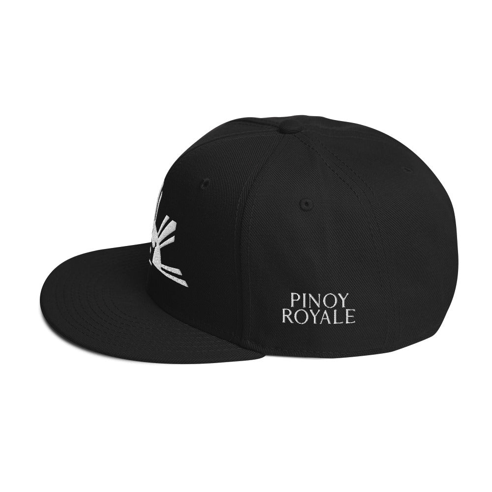 Pinoy snapback hat with grey visor and Filipino pride design